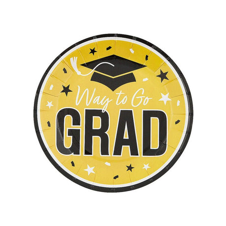 7 1/4" Way to Go Grad Disposable Paper Dessert Plates 25 Count