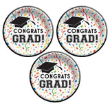 8.5" Congrats Grad Round Paper Dinner Plates – 8ct