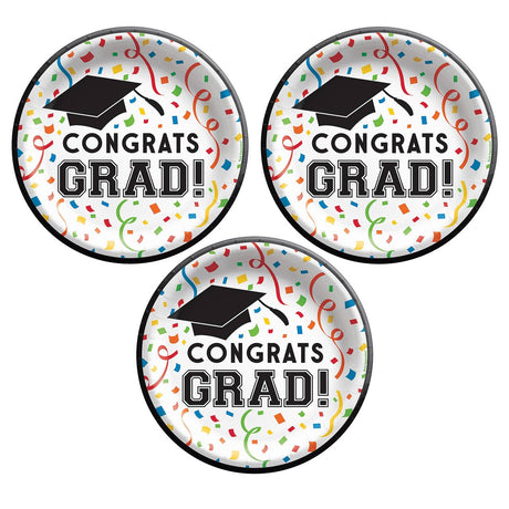 8.5" Congrats Grad Round Paper Dinner Plates – 8ct