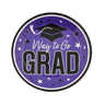 7 1/4" Purple "Way to Go Grad" Disposable Paper Dessert Plates 25 Count
