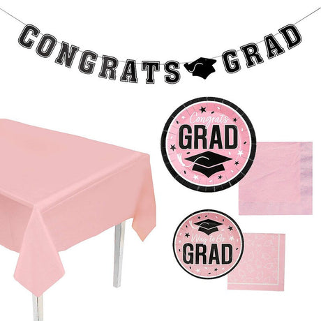152-Piece Graduation Party Solid Color Disposable Tableware Kit for 25 Guests