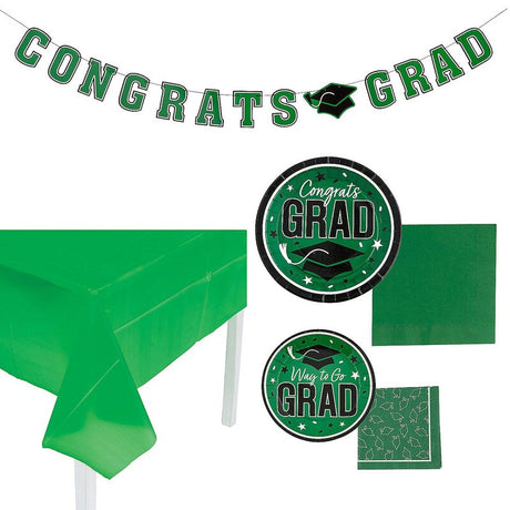 152 Pc. Graduation Party Solid Color Disposable Tableware Kit for 25 Guests