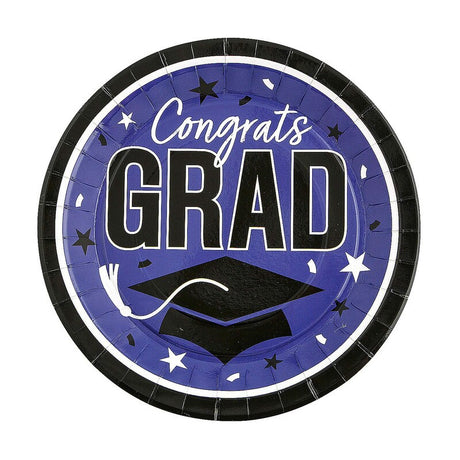 9" Graduation Party Congrats Grad Round Paper Dinner Plates 25 Count