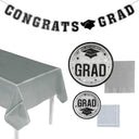 152 Pieces Graduation Party Black Disposable Tableware Kit for 25 Guests