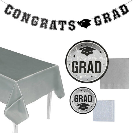 152 Pieces Graduation Party White Disposable Tableware Kit for 25 Guests