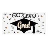 Black Congrats Grad Graduation Party Plastic Banner 6 Ft. x 3 Ft.