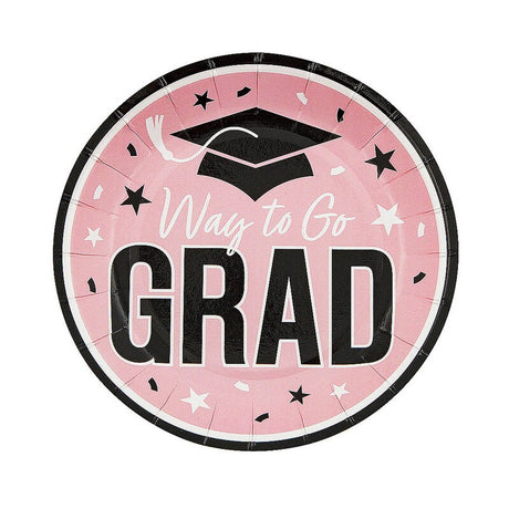 7 1/4" Purple "Way to Go Grad" Disposable Paper Dessert Plates 25 Count