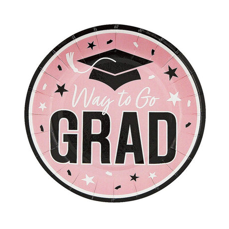 7 1/4" Way to Go Grad Disposable Paper Dessert Plates 25 Count