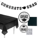 152 Pieces Graduation Party Black Disposable Tableware Kit for 25 Guests