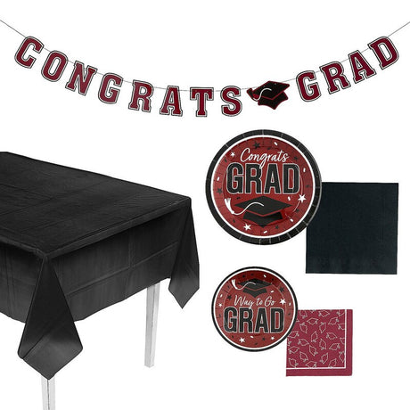 152 Pc. Graduation Party Solid Color Disposable Tableware Kit for 25 Guests