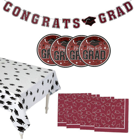 102 Pieces Graduation Party Pink Dessert Disposable Tableware Kit for 50 Guests