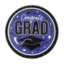 9" Graduation Party Green Congrats Grad Round Paper Dinner Plates 25 Ct.