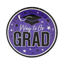 Way to Go Grad Black Dessert Plates 7.25 Inch 25 Count Graduation Party Tableware