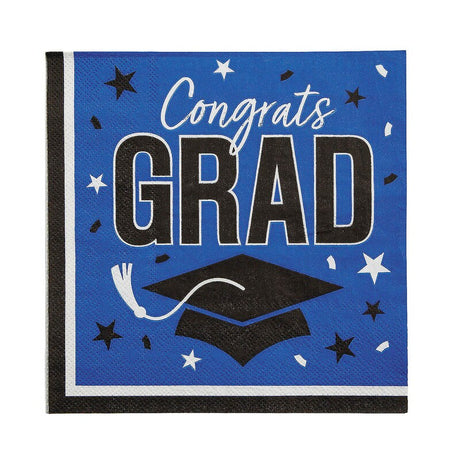 Congrats Grad Party Paper Luncheon Napkins 6.5 Inch Bulk 50 Count