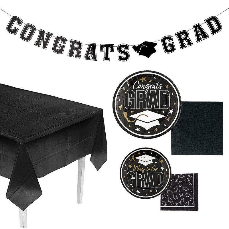 152-Piece Graduation Party Solid Color Disposable Tableware Kit for 25 Guests