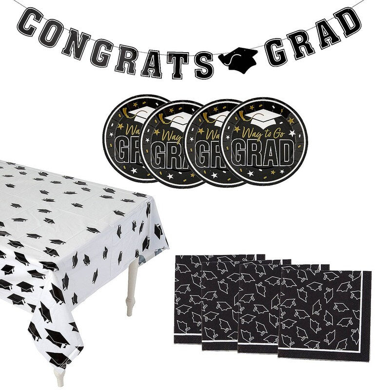 102 Pieces Graduation Party Silver Dessert Disposable Tableware Kit for 50 Guests