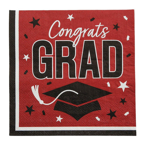 Congrats Grad Paper Luncheon Napkins 6.5 Inch Bulk 50 Count Graduation Party Supply