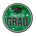 Way to Go Grad Black Dessert Plates 7.25 Inch 25 Count Graduation Party Tableware