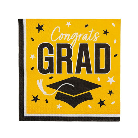 Congrats Grad Paper Luncheon Napkins 6.5 Inch Bulk 50 Count Graduation Party Supply