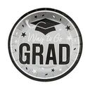 Way to Go Grad Black Dessert Plates 7.25 Inch 25 Count Graduation Party Tableware