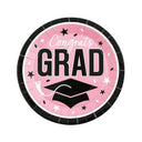 Yellow Congrats Grad Graduation Party Round Paper Dinner Plates 9 Inch 25 Count