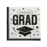 Congrats Grad Paper Luncheon Napkins 6.5 Inch Bulk 50 Count Graduation Party Supply