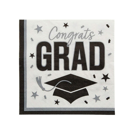 Congrats Grad Paper Luncheon Napkins 6.5 Inch Bulk 50 Count Graduation Party Supply