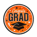Gold Congrats Grad Round Paper Dinner Plates 9 Inch 25 Count