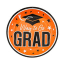 Way to Go Grad Black Dessert Plates 7.25 Inch 25 Count Graduation Party Tableware