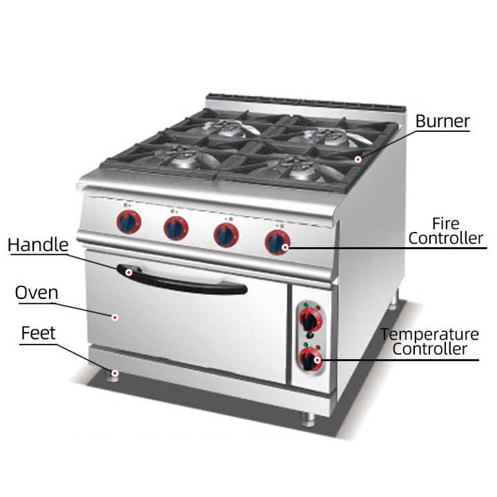 4 Burners Stove With Electric Baking Oven for Restaurant & Hotel Kitchen Solution