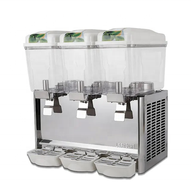 3×12L Stainless Steel Cold Juice Dispenser – 220V Gear-Powered Beverage Machine for Restaurants and Hotels