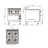 4 Burners Stove With Electric Baking Oven for Restaurant & Hotel Kitchen Solution