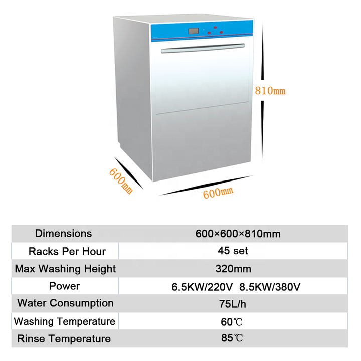 Commercial Countertop Dishwasher for Restaurant and Hotel Kitchens