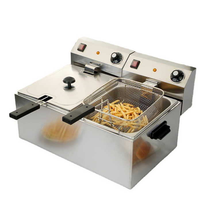 8 Litres + 8 Litres Friteuse Commerciale Commercial Deep Fryers Electric