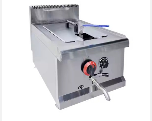 Commercial 2 Tank 14L Stainless Steel Gas Deep Fryer New Condition Potato Chips Fryer
