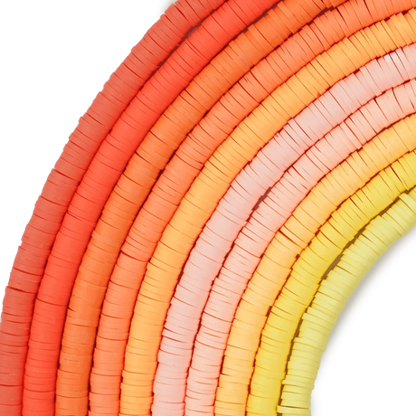 Heishi Polymer Clay Disc Beads 6mm - Bright Orange (3200 beads - 10 Strands 15")