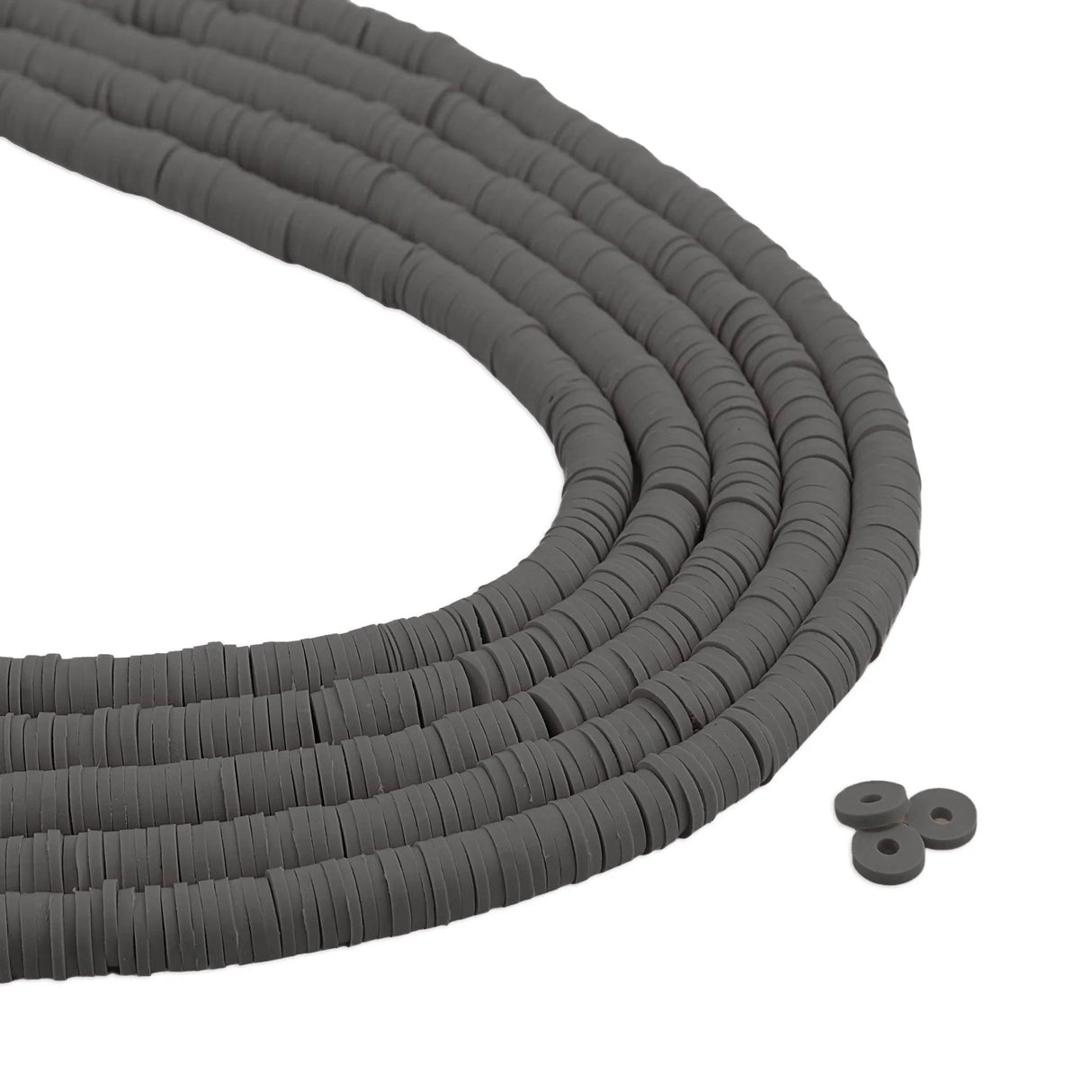 Heishi Polymer Clay Disc Beads 6mm - Onyx (3200 beads - 10 Strands 15")