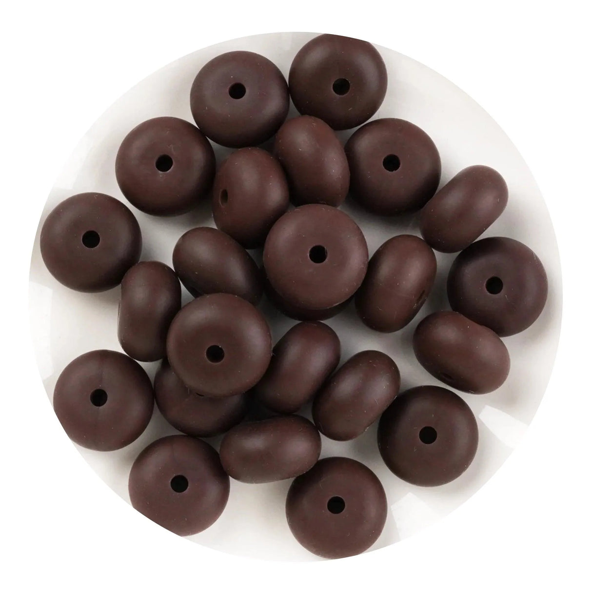 Silicone Bead Abacus Disc - Chocolate  (5 Beads - 14mm)