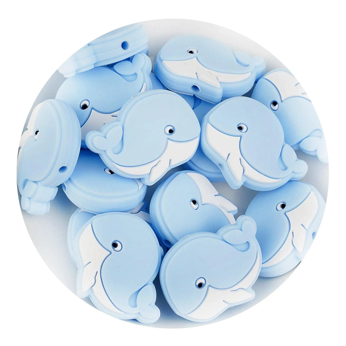 Silicone Focal Bead Whale - Pastel Blue (5 Beads)